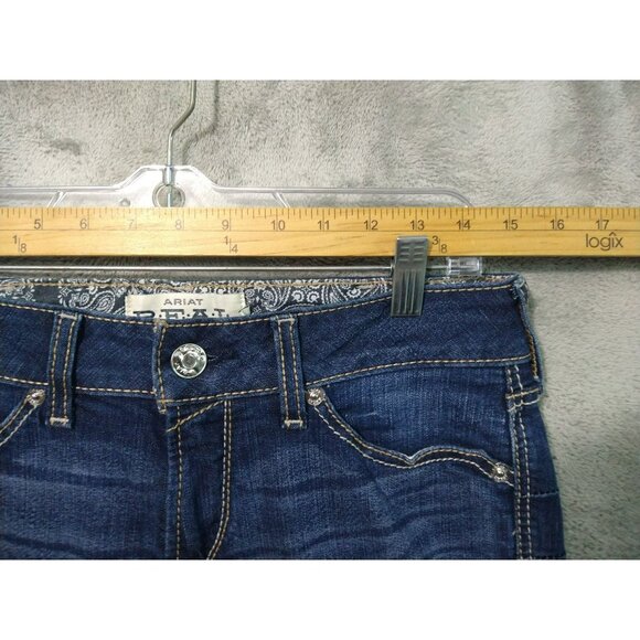 Ariat Jeans Womens 28S Blue Denim REAL Mid Rise Diamond Boot Cut Western - Picture 3 of 8